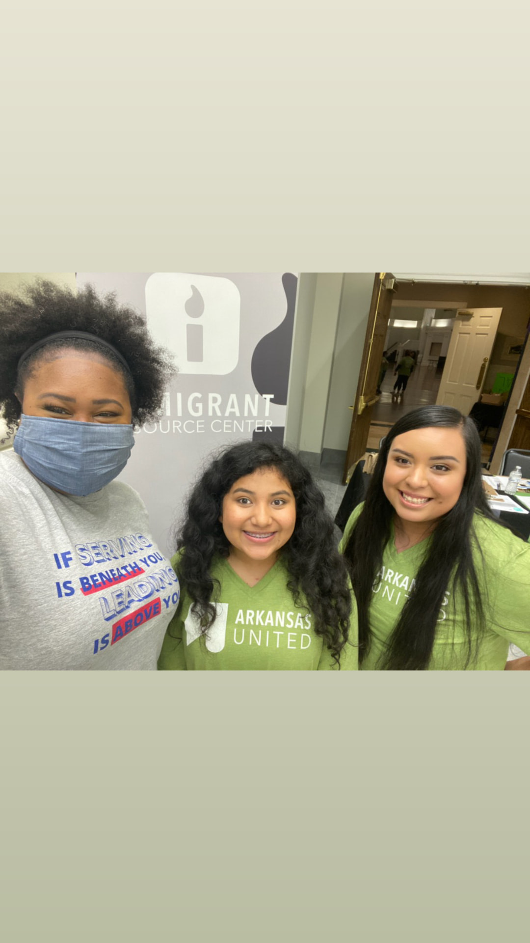 Natalie James with Arkansas United volunteers at an immigrant resource center