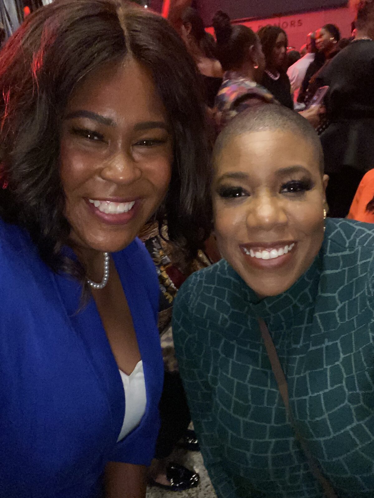 Natalie James with commentator Symone Sanders at a leadership honors event
