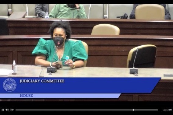 Natalie James testifying before the Arkansas House Judiciary Committee
